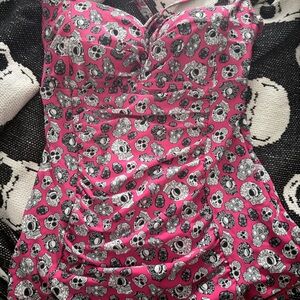 SOLD Torrid Red Skull Pattern slimming swim top